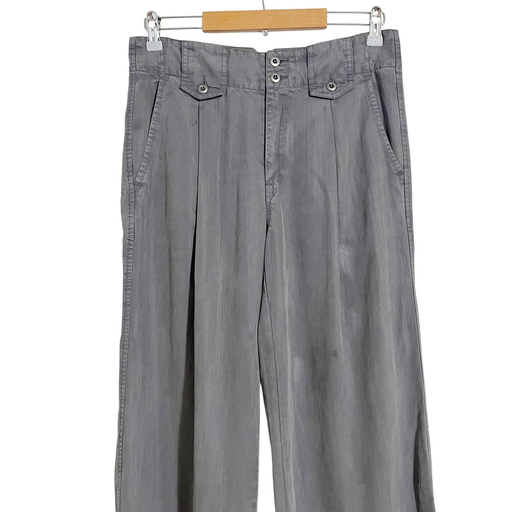 Sundance Celine Tencel Wide Leg Pleated Pants in Dark Grey Size P6‎ - Picture 6 of 13